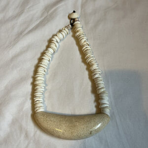 Vintage Shell And Bone Statement Necklace